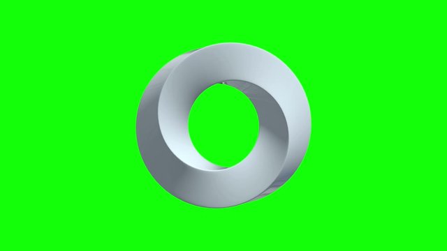 Mobius strip ring sacred geometry. Spatial figure with upturned surfaces. Optical illusion with dual circular contour 3d render. Animation video available in 4k FullHD and HD render footage.