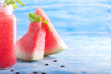 Fruit drink from watermelon. Healthy and tasty drink.