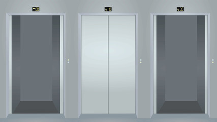 Elevator open and closed doors. vector illustration