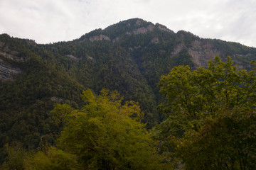 Abkhazia. Jeep trip to the mountains. The Gega waterfall, lake Riza