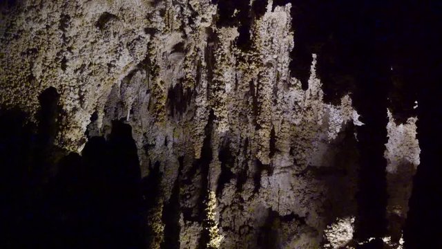 Staloctite and stalogmite in a karst cave in New Mexico