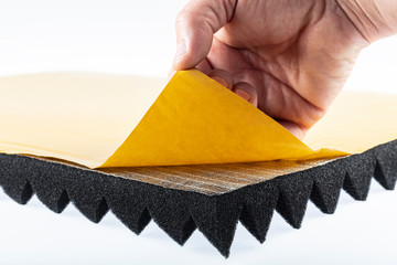 Sound proof Acoustic black gray foam absorbing, pyramid style padding layer panel for voice...