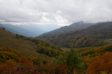 Abkhazia. Jeep trip to the mountains. The Gega waterfall, lake Riza