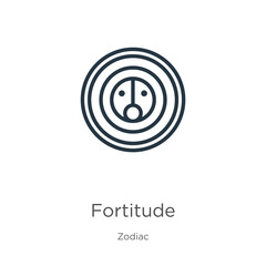 Fortitude icon. Thin linear fortitude outline icon isolated on white background from zodiac collection. Line vector sign, symbol for web and mobile
