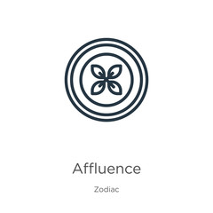 Affluence icon. Thin linear affluence outline icon isolated on white background from zodiac collection. Line vector sign, symbol for web and mobile