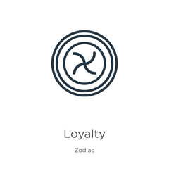 Obraz premium Loyalty icon. Thin linear loyalty outline icon isolated on white background from zodiac collection. Line vector sign, symbol for web and mobile