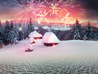 Fireworks in a mountain house