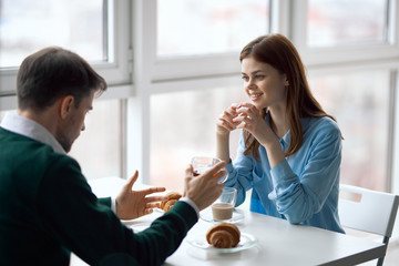 young couple in cafe