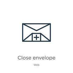 Fototapeta premium Close envelope icon. Thin linear close envelope outline icon isolated on white background from web collection. Line vector sign, symbol for web and mobile