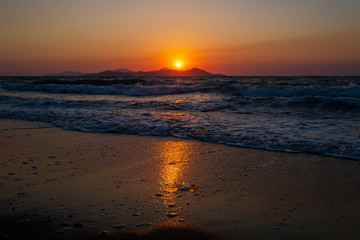 Obraz premium Sunset on coastline of Kos Island in Greece