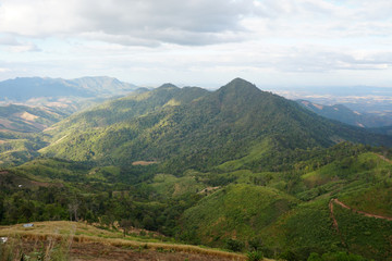 Fototapeta na wymiar wonderful landscape of mountains in Khun Sathan National Park, Nan Province, Thailand.