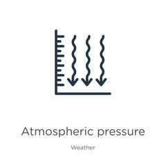 Atmospheric pressure icon. Thin linear atmospheric pressure outline icon isolated on white background from weather collection. Line vector sign, symbol for web and mobile
