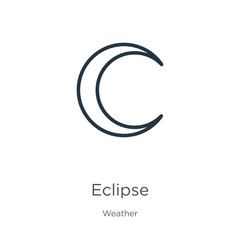 Eclipse icon. Thin linear eclipse outline icon isolated on white background from weather collection. Line vector sign, symbol for web and mobile
