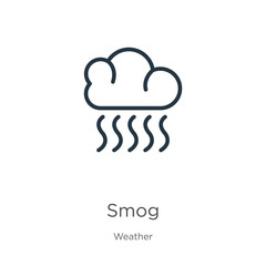 Smog icon. Thin linear smog outline icon isolated on white background from weather collection. Line vector sign, symbol for web and mobile