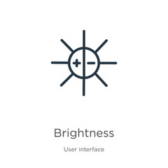 Brightness icon. Thin linear brightness outline icon isolated on white background from user interface collection. Line vector sign, symbol for web and mobile