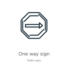 One way sign icon. Thin linear one way sign outline icon isolated on white background from traffic signs collection. Line vector sign, symbol for web and mobile