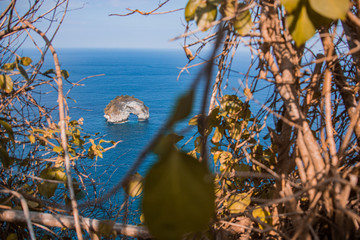 Banah Cliff Sunset View Point With Rock Outcrops and Islands In The Rich Blue Ocean of Nusa Penida, Bali, Indonesia