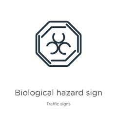 Biological hazard sign icon. Thin linear biological hazard sign outline icon isolated on white background from traffic signs collection. Line vector sign, symbol for web and mobile