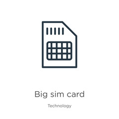 Big sim card icon. Thin linear big sim card outline icon isolated on white background from technology collection. Line vector sign, symbol for web and mobile