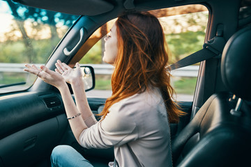 woman driving a car