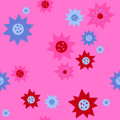 Simple and pink Flowerpower Seamless Pattern in Retro Art