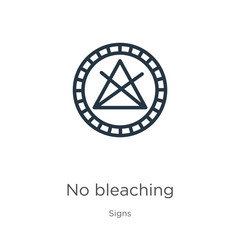 No bleaching icon. Thin linear no bleaching outline icon isolated on white background from signs collection. Line vector sign, symbol for web and mobile
