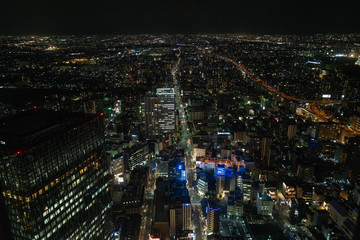 Skyscraper view over Tokyo at night