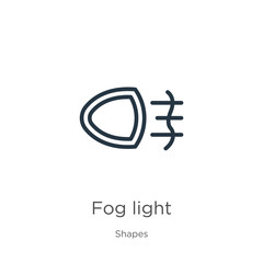 Obraz premium Fog light icon. Thin linear fog light outline icon isolated on white background from shapes collection. Line vector sign, symbol for web and mobile