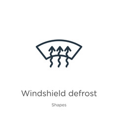 Windshield defrost icon. Thin linear windshield defrost outline icon isolated on white background from shapes collection. Line vector sign, symbol for web and mobile