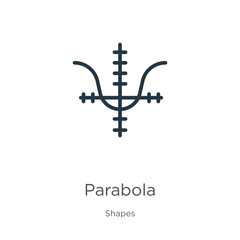 Parabola icon. Thin linear parabola outline icon isolated on white background from shapes collection. Line vector sign, symbol for web and mobile