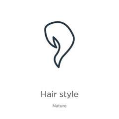 Hair style icon. Thin linear hair style outline icon isolated on white background from nature collection. Line vector sign, symbol for web and mobile