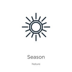 Season icon. Thin linear season outline icon isolated on white background from nature collection. Line vector sign, symbol for web and mobile