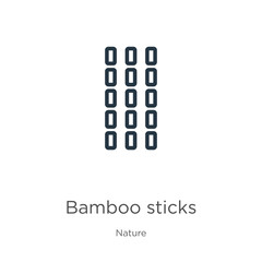 Bamboo sticks icon. Thin linear bamboo sticks outline icon isolated on white background from nature collection. Line vector sign, symbol for web and mobile