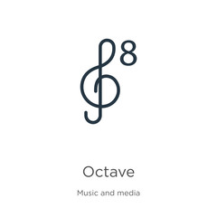 Octave icon. Thin linear octave outline icon isolated on white background from music and media collection. Line vector sign, symbol for web and mobile