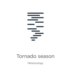 Tornado season icon. Thin linear tornado season outline icon isolated on white background from meteorology collection. Line vector sign, symbol for web and mobile