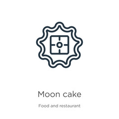 Moon cake icon. Thin linear moon cake outline icon isolated on white background from food and restaurant collection. Line vector sign, symbol for web and mobile