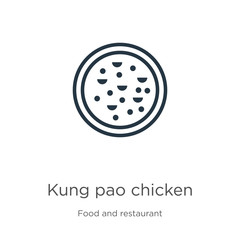 Kung pao chicken icon. Thin linear kung pao chicken outline icon isolated on white background from food and restaurant collection. Line vector sign, symbol for web and mobile