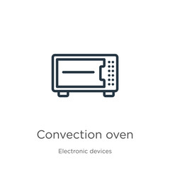 Convection oven icon. Thin linear convection oven outline icon isolated on white background from electronic devices collection. Line vector sign, symbol for web and mobile