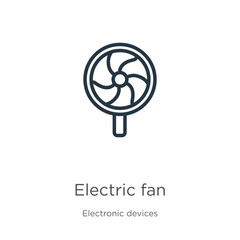 Electric fan icon. Thin linear electric fan outline icon isolated on white background from electronic devices collection. Line vector sign, symbol for web and mobile