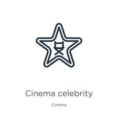 Cinema celebrity icon. Thin linear cinema celebrity outline icon isolated on white background from cinema collection. Line vector sign, symbol for web and mobile
