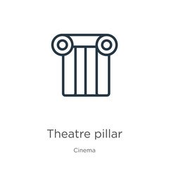 Theatre pillar icon. Thin linear theatre pillar outline icon isolated on white background from cinema collection. Line vector sign, symbol for web and mobile