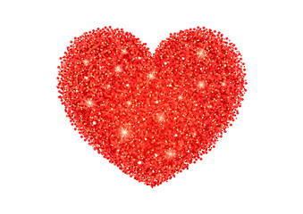 Red glitter heart. Cute Valentine's day design. Vector illustration on white background.