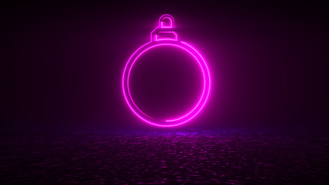 3d rendering, computer generated abstract web backdrop with neon christmas icon. Festive atmosphere concept