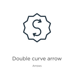 Double curve arrow icon. Thin linear double curve arrow outline icon isolated on white background from arrows collection. Line vector sign, symbol for web and mobile