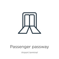 Passenger passway icon. Thin linear passenger passway outline icon isolated on white background from airport terminal collection. Line vector sign, symbol for web and mobile