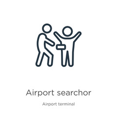 Airport searchor icon. Thin linear airport searchor outline icon isolated on white background from airport terminal collection. Line vector sign, symbol for web and mobile