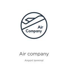 Air company icon. Thin linear air company outline icon isolated on white background from airport terminal collection. Line vector sign, symbol for web and mobile