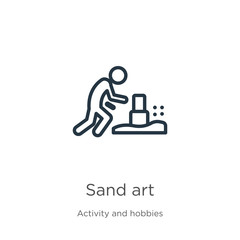 Sand art icon. Thin linear sand art outline icon isolated on white background from activity and hobbies collection. Line vector sign, symbol for web and mobile