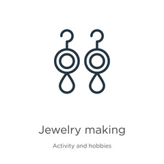 Jewelry making icon. Thin linear jewelry making outline icon isolated on white background from activity and hobbies collection. Line vector sign, symbol for web and mobile