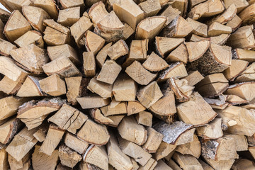 Wooden logs stacked background. Texture background for decorate